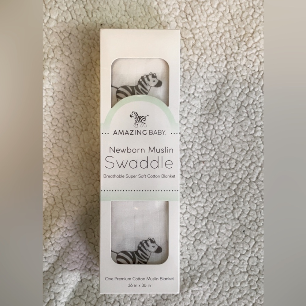 Muslin zebra swaddle blanket. NEW